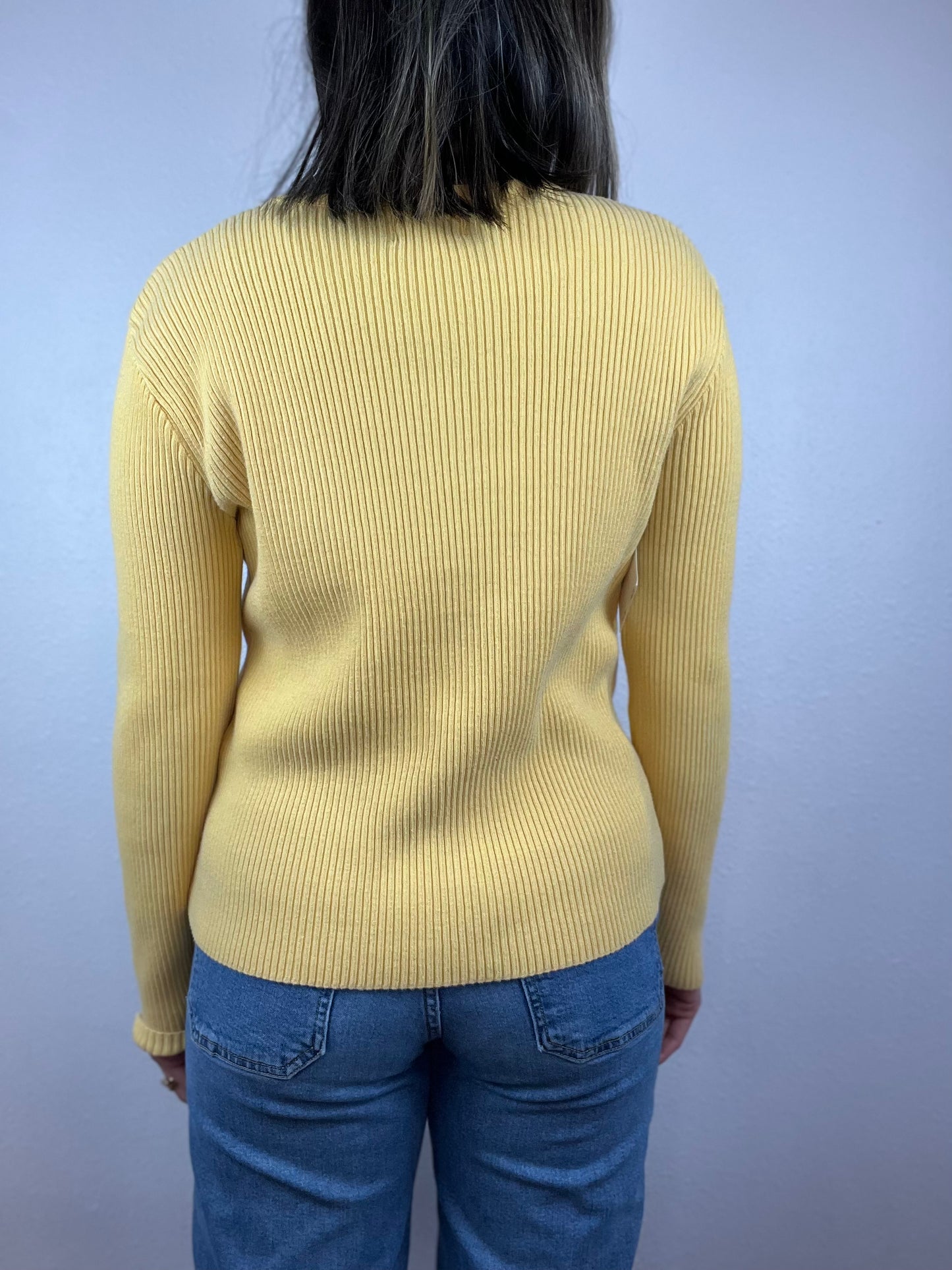 Ribbed V-Neck Sweater Top