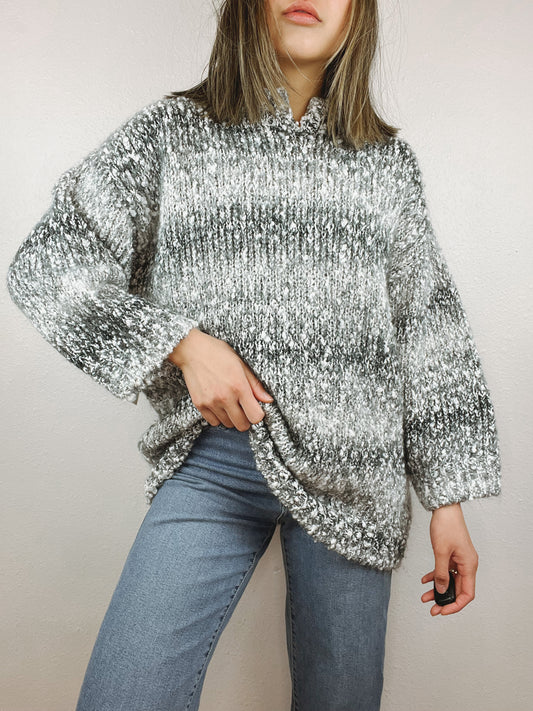 Heathered Grey & White Sweater