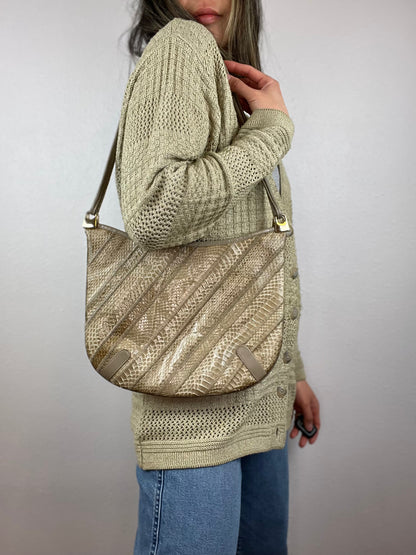 Animal Skin Textured Shoulder Bag