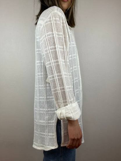 White Long Sleeve Button Up Top