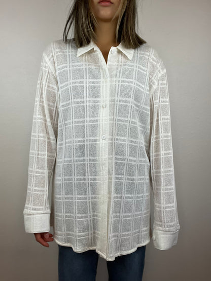 White Long Sleeve Button Up Top