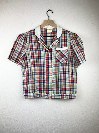 Vintage Oak Hill Plaid Button Up Top