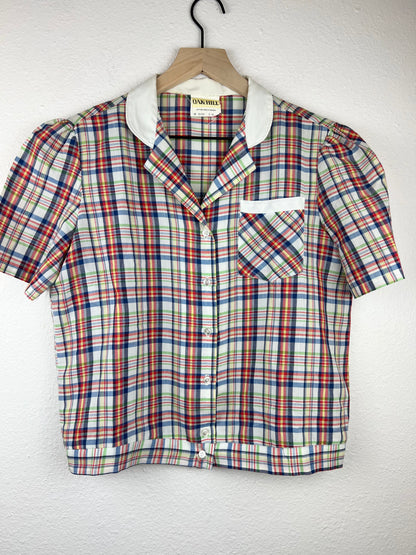 Vintage Oak Hill Plaid Button Up Top