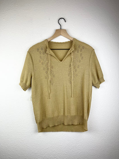 Neutral Knit Notched Top