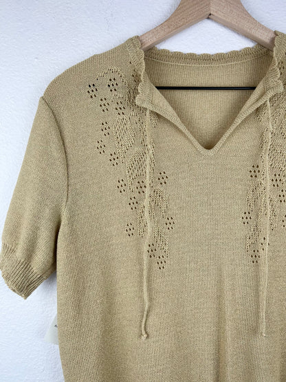 Neutral Knit Notched Top