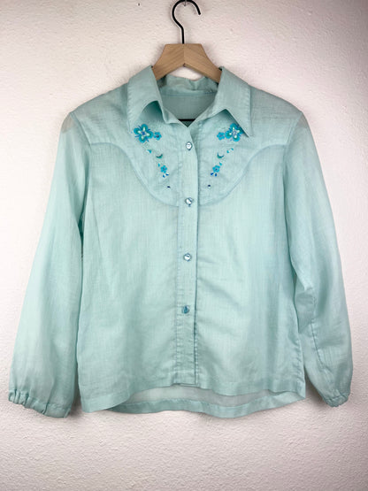 Handmade Baby Blue Embroidered Blouse