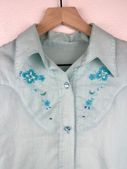 Handmade Baby Blue Embroidered Blouse