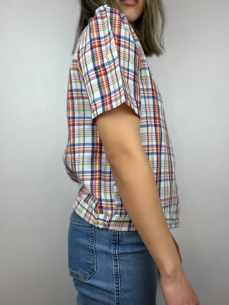 Vintage Oak Hill Plaid Button Up Top