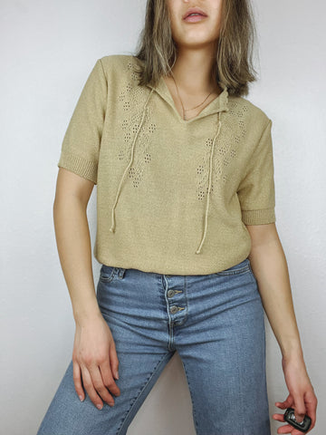 Neutral Knit Notched Top