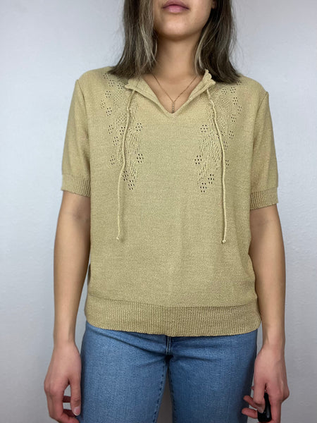 Neutral Knit Notched Top
