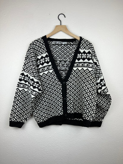Knit Knit Patterned B&W Grandpa Cardigan