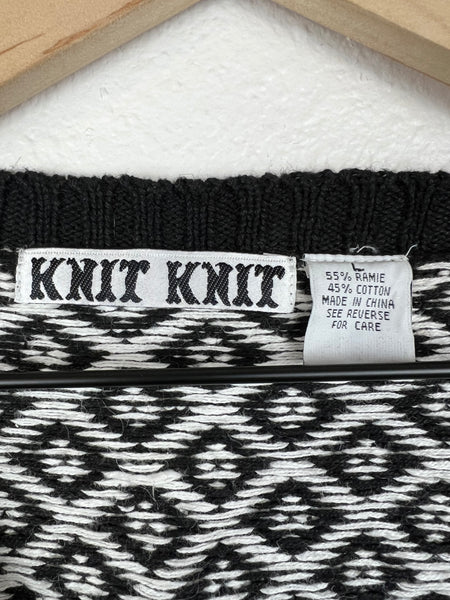 Knit Knit Patterned B&W Grandpa Cardigan