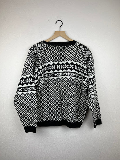 Knit Knit Patterned B&W Grandpa Cardigan