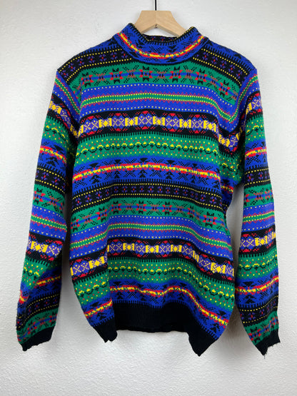 Karen Scott Colorful Mock Neck Sweater