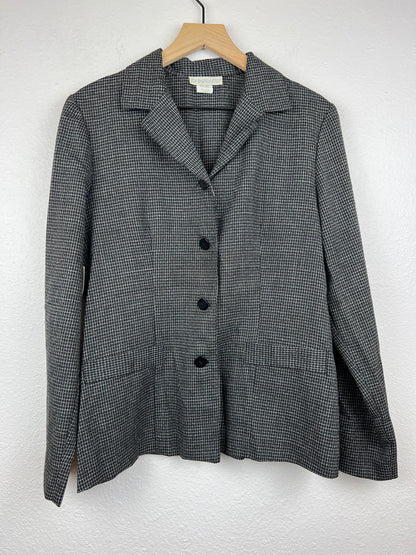 B&W Windowpane Check Blazer Top