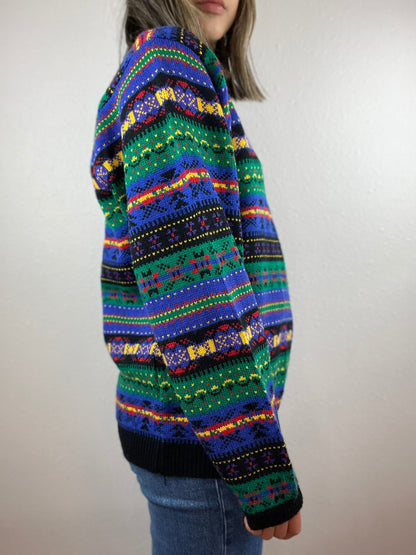 Karen Scott Colorful Mock Neck Sweater