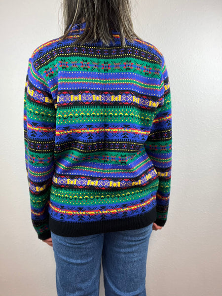 Karen Scott Colorful Mock Neck Sweater