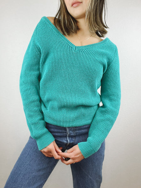 Ricki Teal V-Neck Sweater