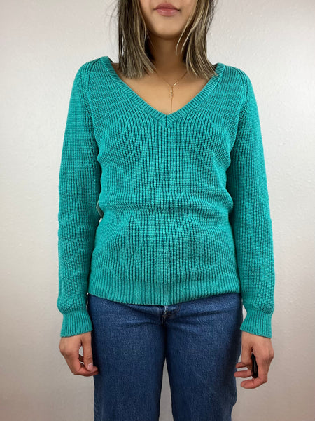 Ricki Teal V-Neck Sweater