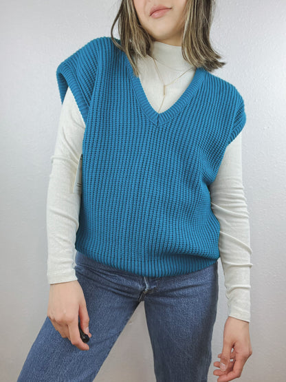 Curry Knits Bright Blue Sweater Vest