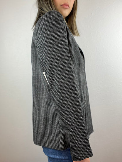 B&W Windowpane Check Blazer Top