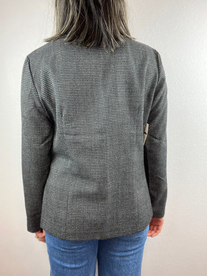 B&W Windowpane Check Blazer Top