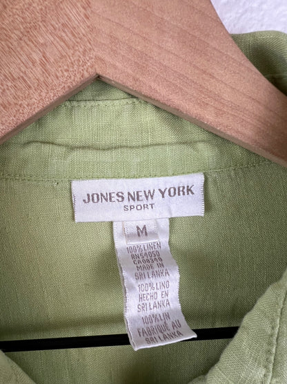 Spring Green Linen Button Up Top