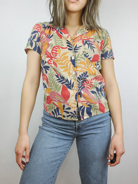 Colorful Tropical Paradise Short Sleeve Top