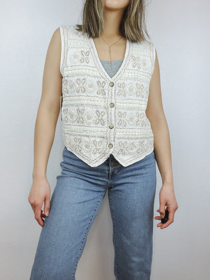 Vintage Textured Neutral Vest
