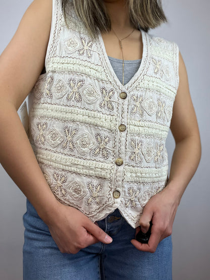 Vintage Textured Neutral Vest