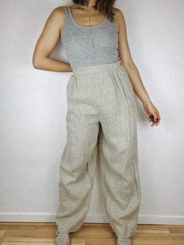 Linen High Rise Wide Leg Pants