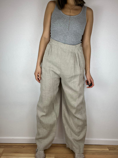 Linen High Rise Wide Leg Pants
