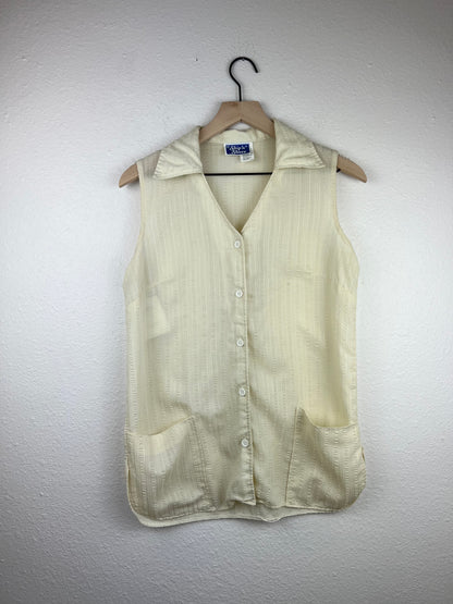 Sleeveless Button Up with Front Pockets
