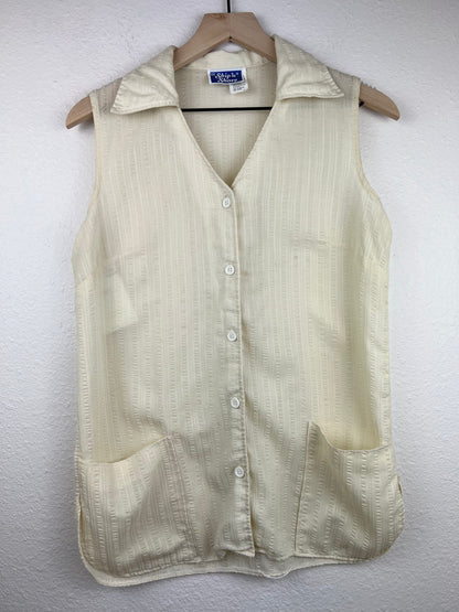 Sleeveless Button Up with Front Pockets