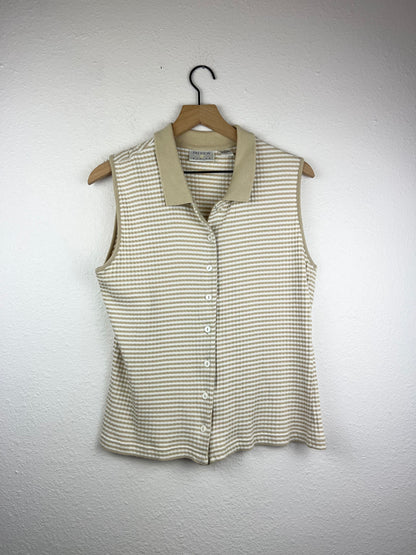 Striped Button Up Collared Top
