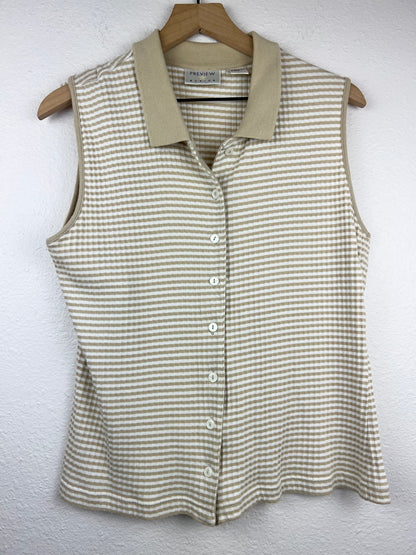 Striped Button Up Collared Top