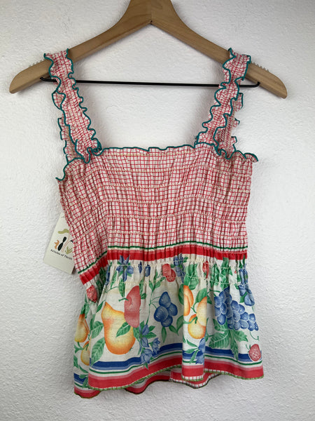 Fruit Ruched Peplum Top