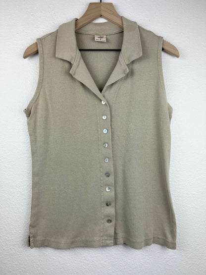 Tan Notched Button Up Top