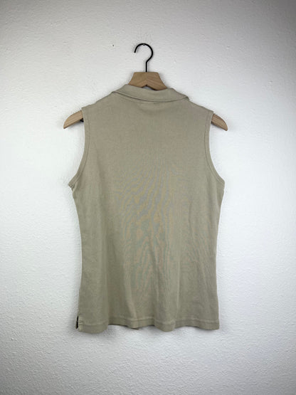Tan Notched Button Up Top
