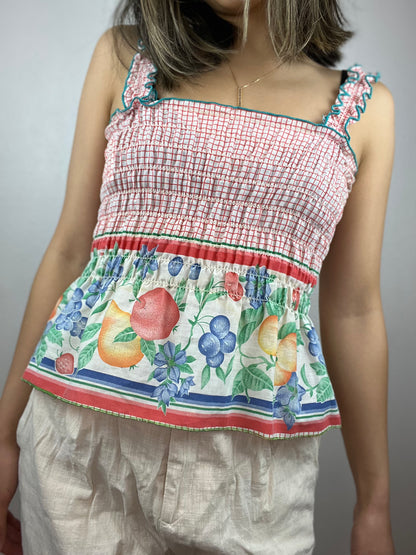 Fruit Ruched Peplum Top