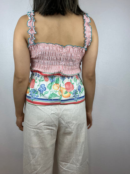 Fruit Ruched Peplum Top