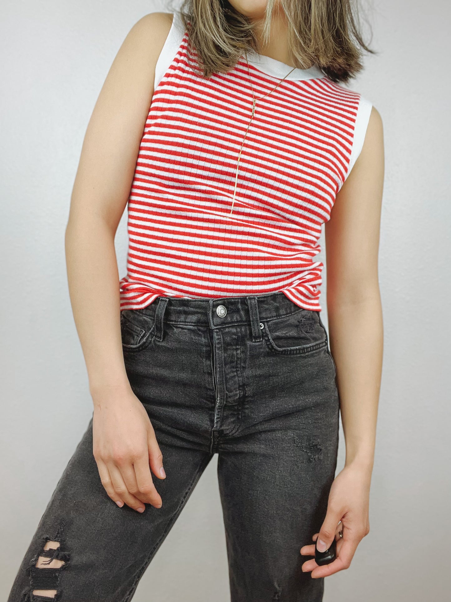 Vintage Ribbed Striped Top