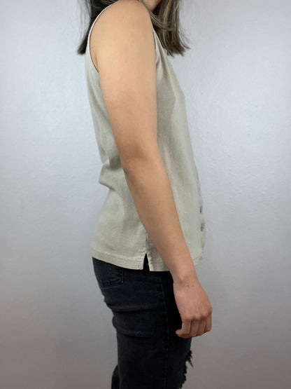 Tan Notched Button Up Top