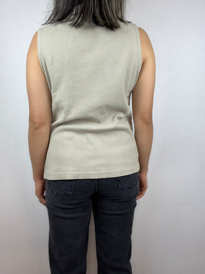 Tan Notched Button Up Top