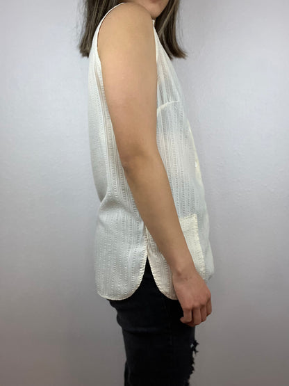 Sleeveless Button Up with Front Pockets