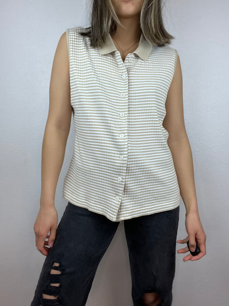 Striped Button Up Collared Top