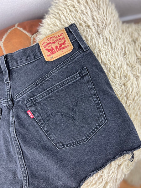 Levis 501s Button Fly Black Cutoff Shorts