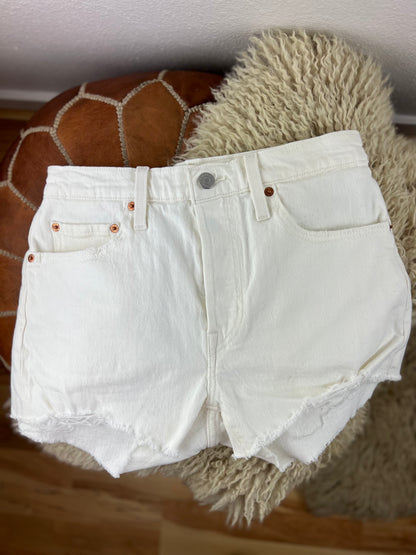 Levis 501s Button Fly White Shorts