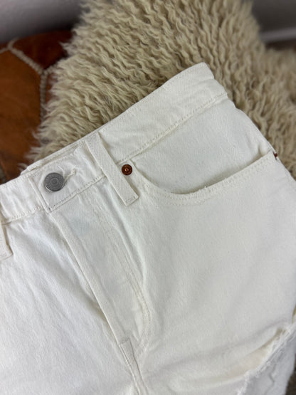 Levis 501s Button Fly White Shorts