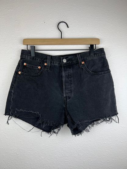 Levis 501s Button Fly Black Cutoff Shorts